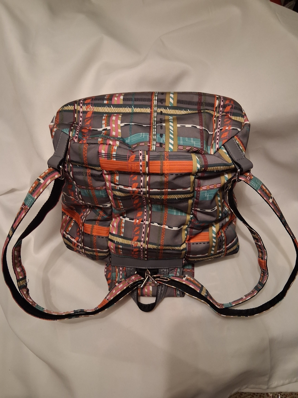 VERA BRADLEY Multicolor Plaid Print Drawstring Backpack - Style: Midtown Cargo - Picture 9 of 14